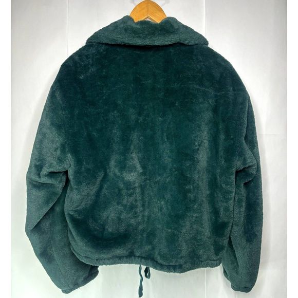 Victoria Secret Faux Fur Jacket Know One Cares Emerald Green Full Zipper - Picture 3 of 8